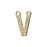 Alphabet Pendant, Letter 'V' with 2 Rings 12.5mm, Gold Finish (1 Piece)
