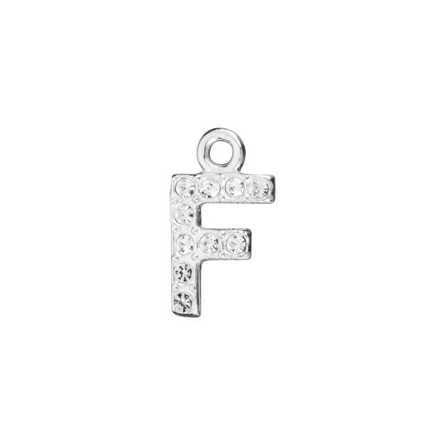 Alphabet Pendant, Letter 'F' with Rings 7mm, Sterling Silver (1 Piece)