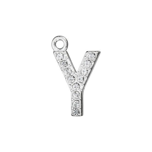 Alphabet Pendant, Letter 'Y' with Rings 12.5mm, Sterling Silver (1 Piece)