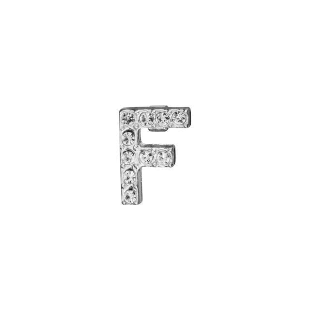 Alphabet Pendant, Letter 'F' with Tube Bail 7mm, Sterling Silver (1 Piece)