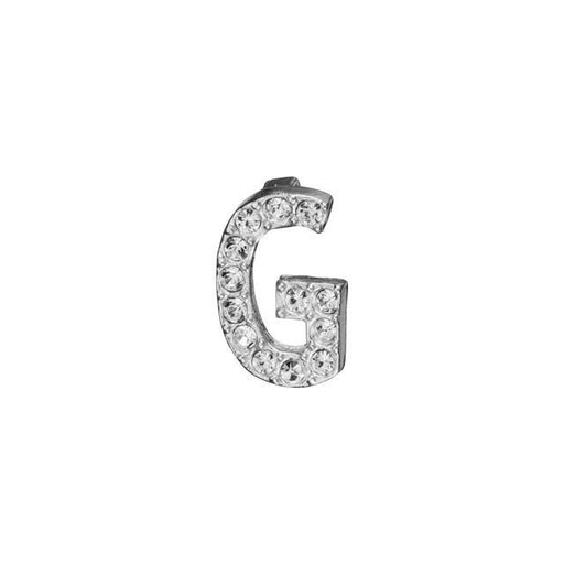 Alphabet Pendant, Letter 'G' with Tube Bail 7mm, Sterling Silver (1 Piece)