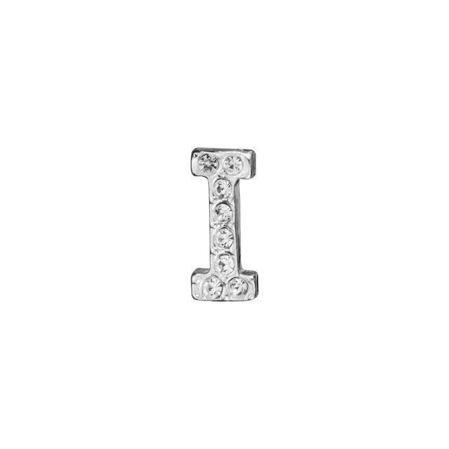 Alphabet Pendant, Letter 'I' with Tube Bail 7mm, Sterling Silver (1 Piece)