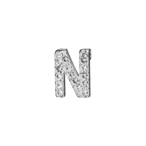 Alphabet Pendant, Letter 'N' with Tube Bail 7mm, Sterling Silver (1 Piece)