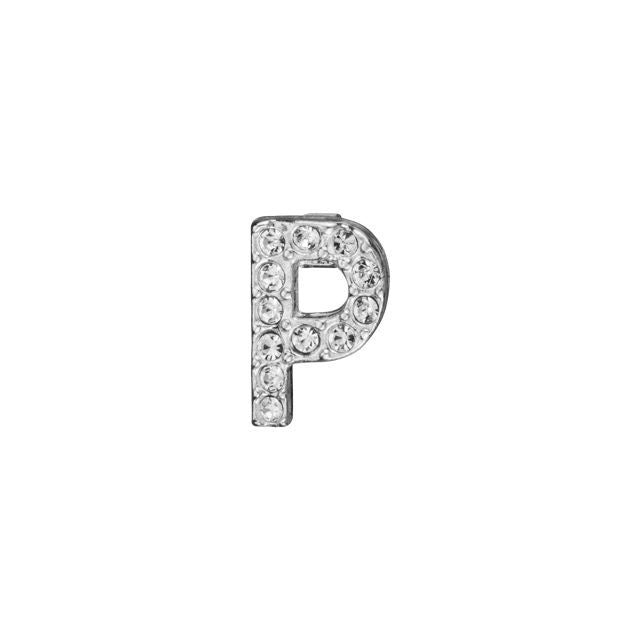 Alphabet Pendant, Letter 'P' with Tube Bail 7mm, Sterling Silver (1 Piece)