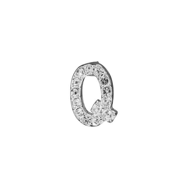 Alphabet Pendant, Letter 'Q' with Tube Bail 7mm, Sterling Silver (1 Piece)