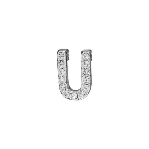 Alphabet Pendant, Letter 'U' with Tube Bail 7mm, Sterling Silver (1 Piece)