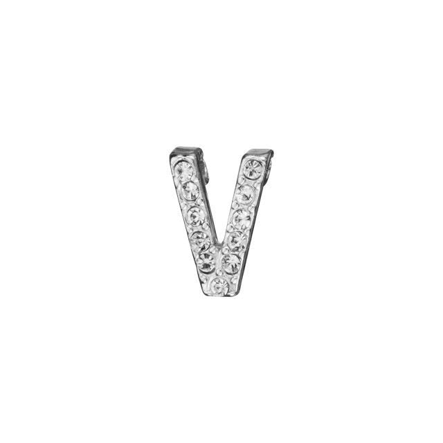 Alphabet Pendant, Letter 'V' with Tube Bail 7mm, Sterling Silver (1 Piece)