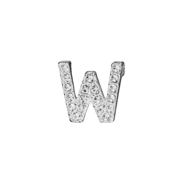 Alphabet Pendant, Letter 'W' with Tube Bail 7mm, Sterling Silver (1 Piece)