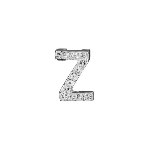 Alphabet Pendant, Letter 'Z' with Tube Bail 7mm, Sterling Silver (1 Piece)