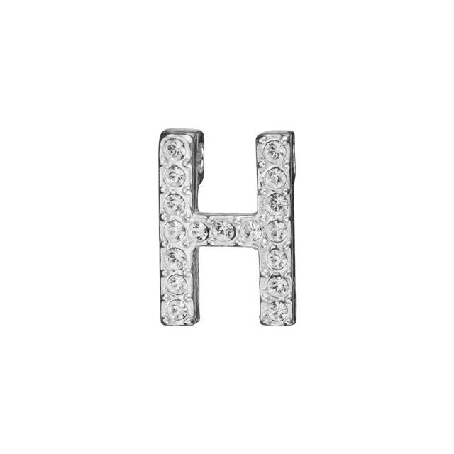 Alphabet Pendant, Letter 'H' with Tube Bail 12.5mm, Sterling Silver (1 Piece)