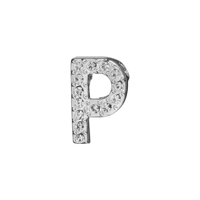 Alphabet Pendant, Letter 'P' with Tube Bail 12.5mm, Sterling Silver (1 Piece)