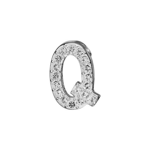 Alphabet Pendant, Letter 'Q' with Tube Bail 12.5mm, Sterling Silver (1 Piece)