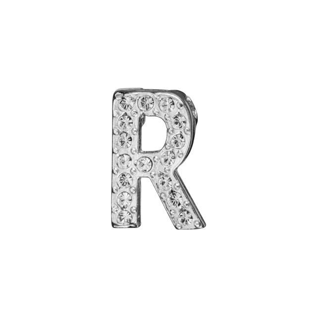Alphabet Pendant, Letter 'R' with Tube Bail 12.5mm, Sterling Silver (1 Piece)