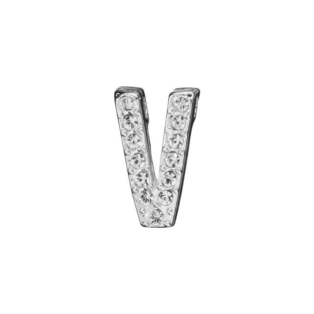 Alphabet Pendant, Letter 'V' with Tube Bail 12.5mm, Sterling Silver (1 Piece)