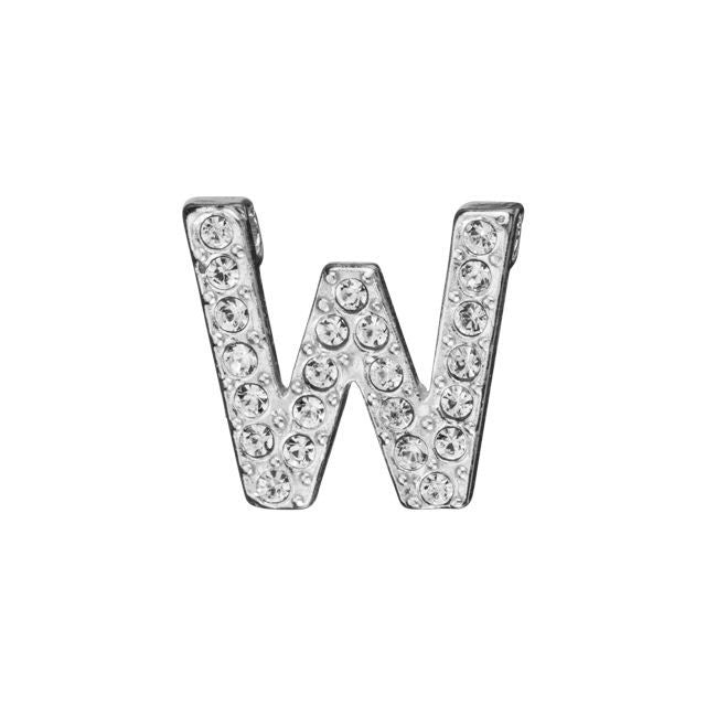 Alphabet Pendant, Letter 'W' with Tube Bail 12.5mm, Sterling Silver (1 Piece)
