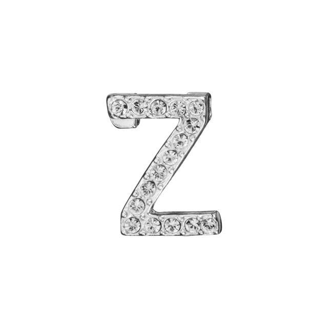 Alphabet Pendant, Letter 'Z' with Tube Bail 12.5mm, Sterling Silver (1 Piece)