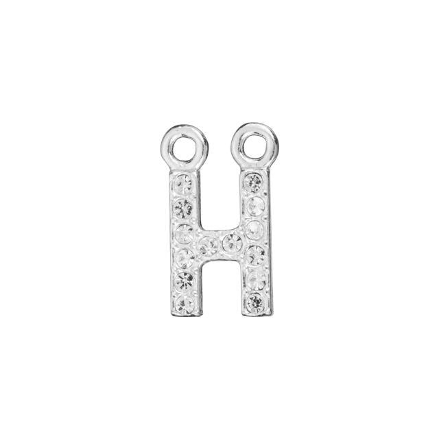 Alphabet Pendant, Letter 'H' with 2 Rings 7mm, Sterling Silver (1 Piece)