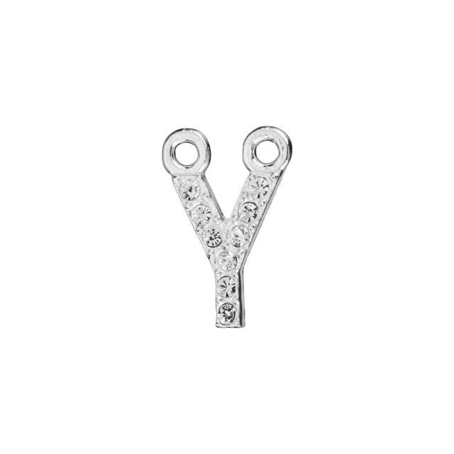 Alphabet Pendant, Letter 'Y' with 2 Rings 7mm, Sterling Silver (1 Piece)