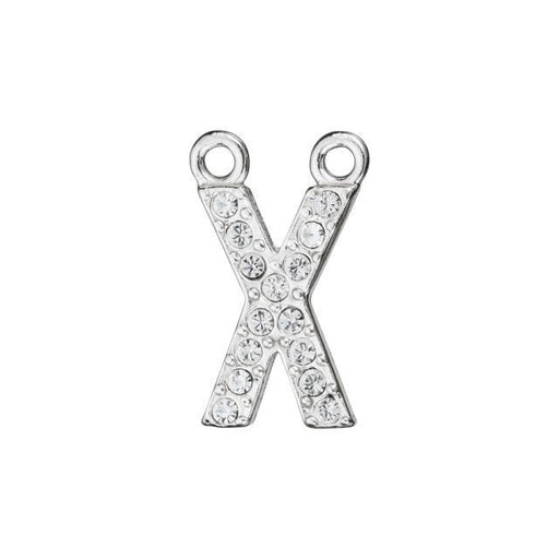 Alphabet Pendant, Letter 'X' with 2 Rings 12.5mm, Sterling Silver (1 Piece)