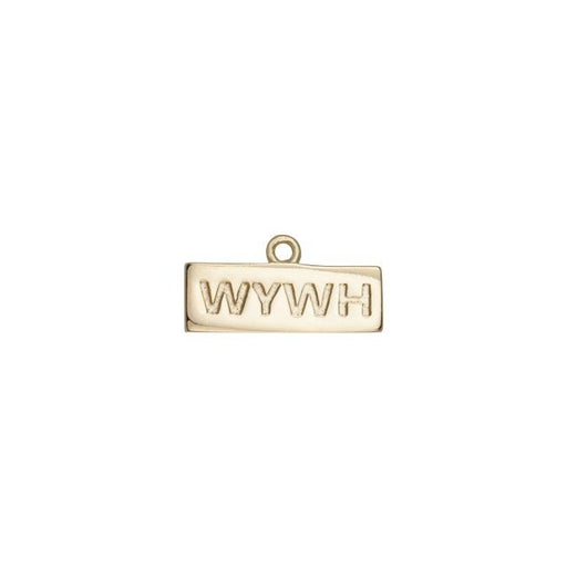 Charm, Rectangle with Message "WYWH" 16.5x8mm, Gold Plated (1 Piece)