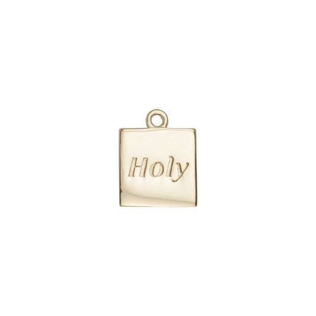 Charm, Square with Message "Holy" 16x13mm, Gold Plated (1 Piece)