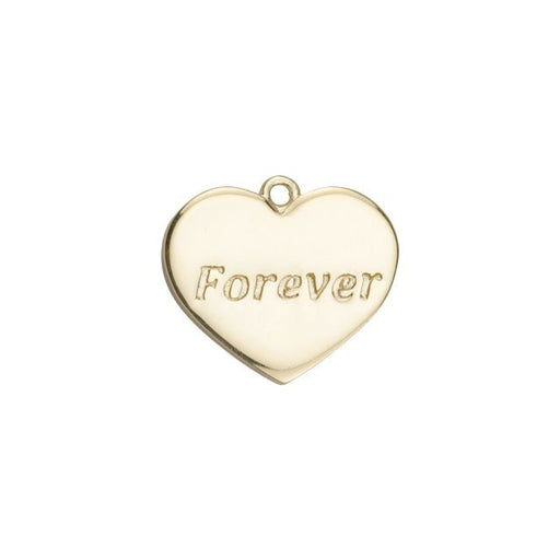 Charm, Heart with Message "Forever" 19.5x23mm, Gold Plated (1 Piece)