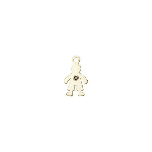 Charm, Kid Boy with Black Diamond 18x13mm, Gold Plated (1 Piece)