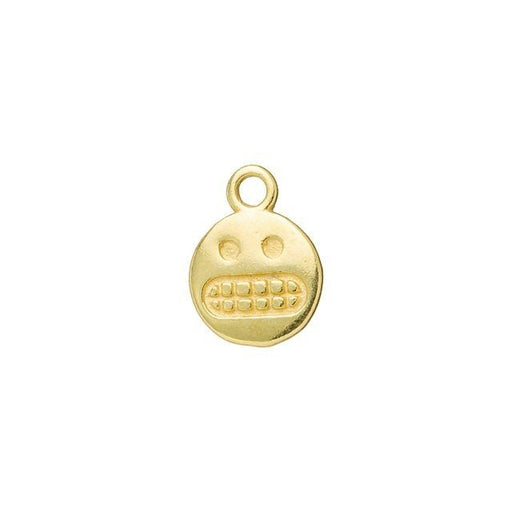 JBB Charm, Round Scared Face Emoji 13x9mm, Gold Plated (1 Piece)