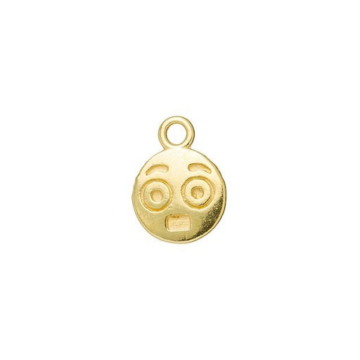 JBB Charm, Round Surprised Face Emoji 13x9mm, Gold Plated (1 Piece)