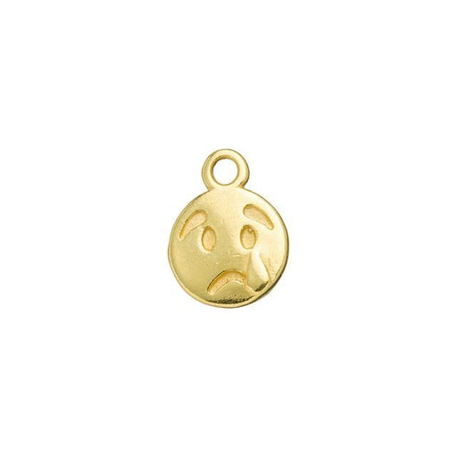 JBB Charm, Round Crying Face Emoji 13x9mm, Gold Plated (1 Piece)