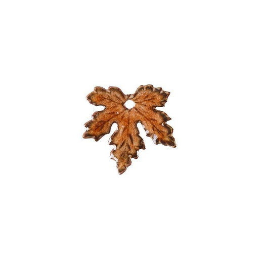 Charm, Maple Leaf 20x21mm, Enameled Brass Autumn Orange, by Gardanne Beads (1 Piece)