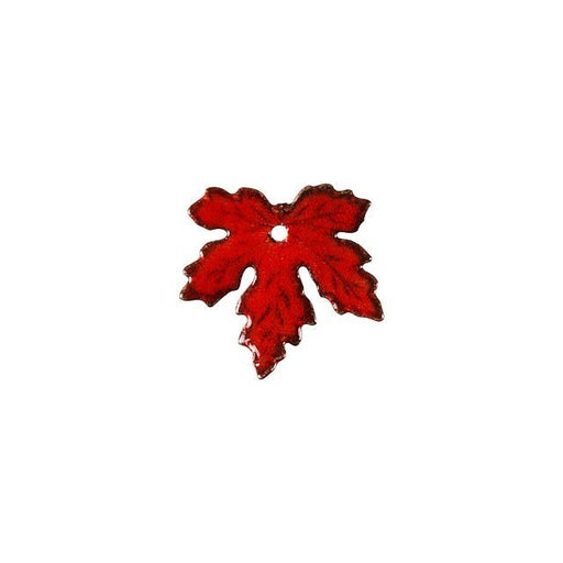 Charm, Maple Leaf 20x21mm, Enameled Brass Autumn Red, by Gardanne Beads (1 Piece)