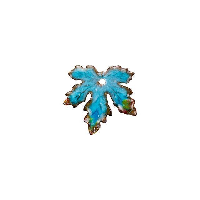 Charm, Maple Leaf 20x21mm, Enameled Brass Atlantic Blue/Green Blend, by Gardanne Beads (1 Piece)