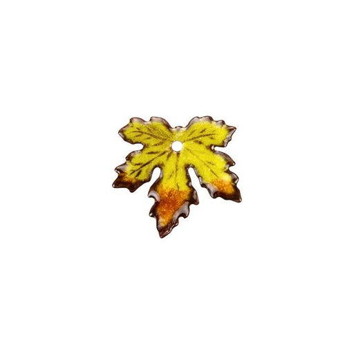Charm, Maple Leaf 20x21mm, Enameled Brass Autumn Yellow/Orange Blend, by Gardanne Beads (1 Piece)