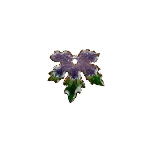 Charm, Maple Leaf 20x21mm, Enameled Brass Purple/Green Blend, by Gardanne Beads (1 Piece)