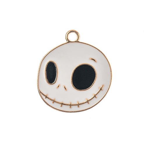 Sweet and Petite Enamel Charms, Smiling Skeleton Head 21x20mm (1 Piece)