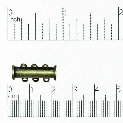 20x10mm Antique Brass-Plated 3-Hole Magnetic Slide Clasp (1 Piece)