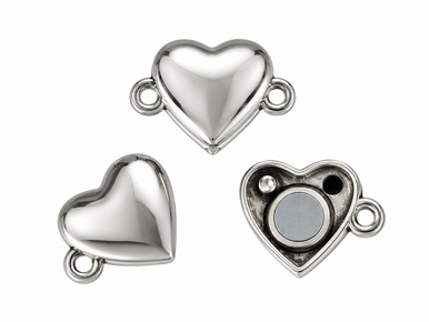 Antiqued Silver-Plated Heart Magnetic Clasp 15x10.5mm