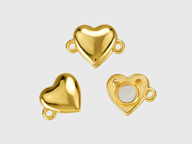 Shiny Gold-Plated Heart Magnetic Clasp 15x10.5mm
