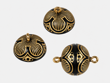 Black and Gold Flower Acrylic Magnetic Clasp 14mm