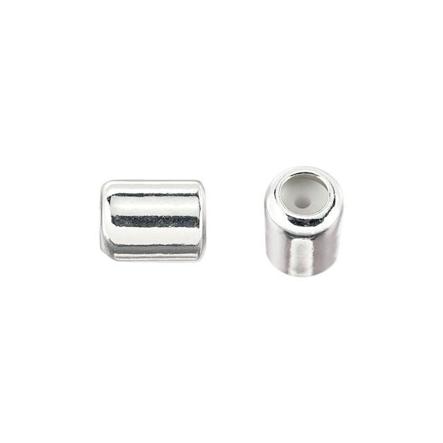 4 x 5mm Silver String-On Barrel Clasp with Silicone Grommet