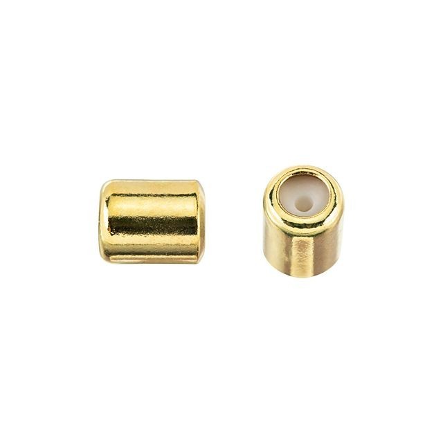 4 x 5mm Gold String-On Barrel Clasp with Silicone Grommet