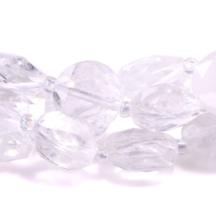 Crystal Quartz 12mm Star Cut Coin - 15-16 Inch