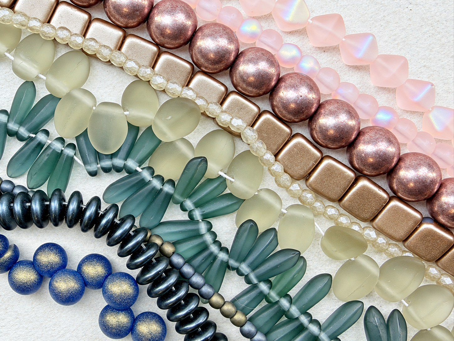 Czech Glass Bead Mix - Blush & Sage