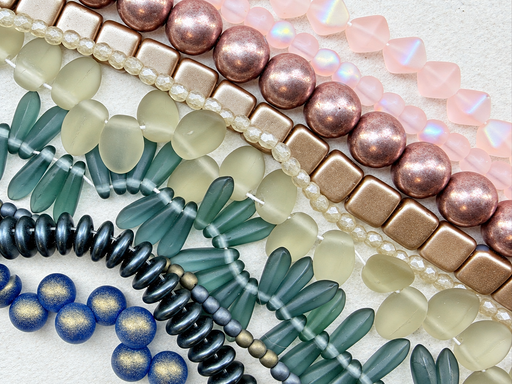 Czech Glass Bead Mix - Blush & Sage
