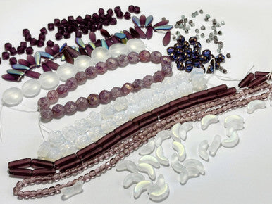 Czech Glass Bead Mix - Violet Porcelain