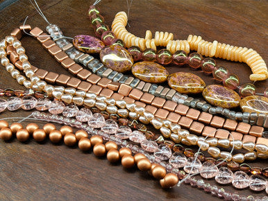 Czech Glass Bead Mix - Rosé Alloy