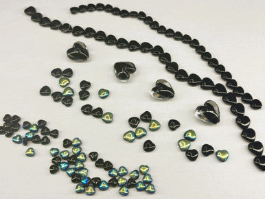 Czech Glass Bead Mix - Noir Hearts
