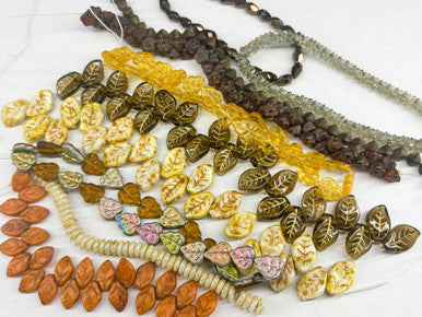 Czech Glass Bead Mix - Embered Leaves