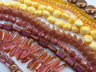 Czech Glass Bead Mix - Coral Sunset